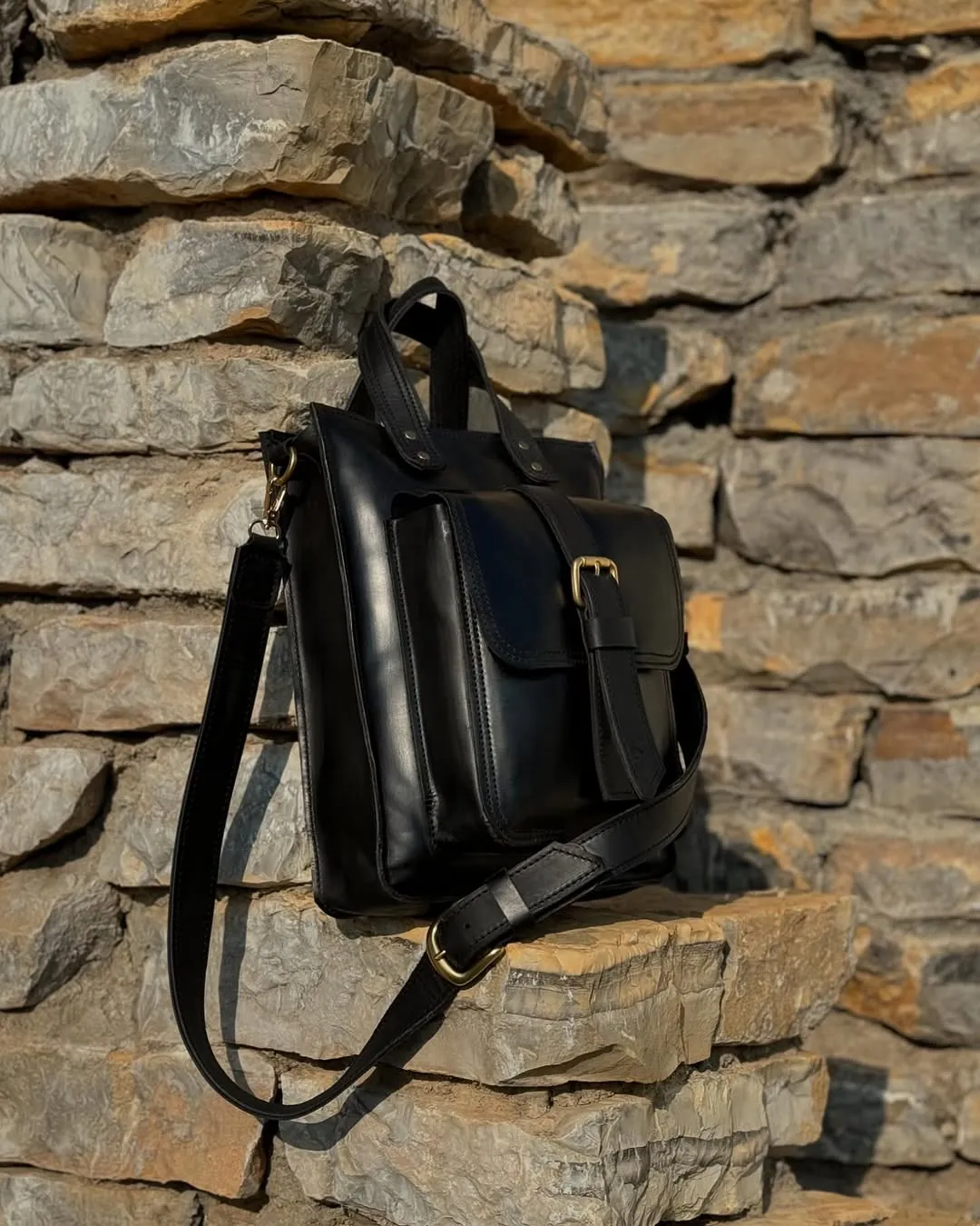 Black Leather Shoulder Bag