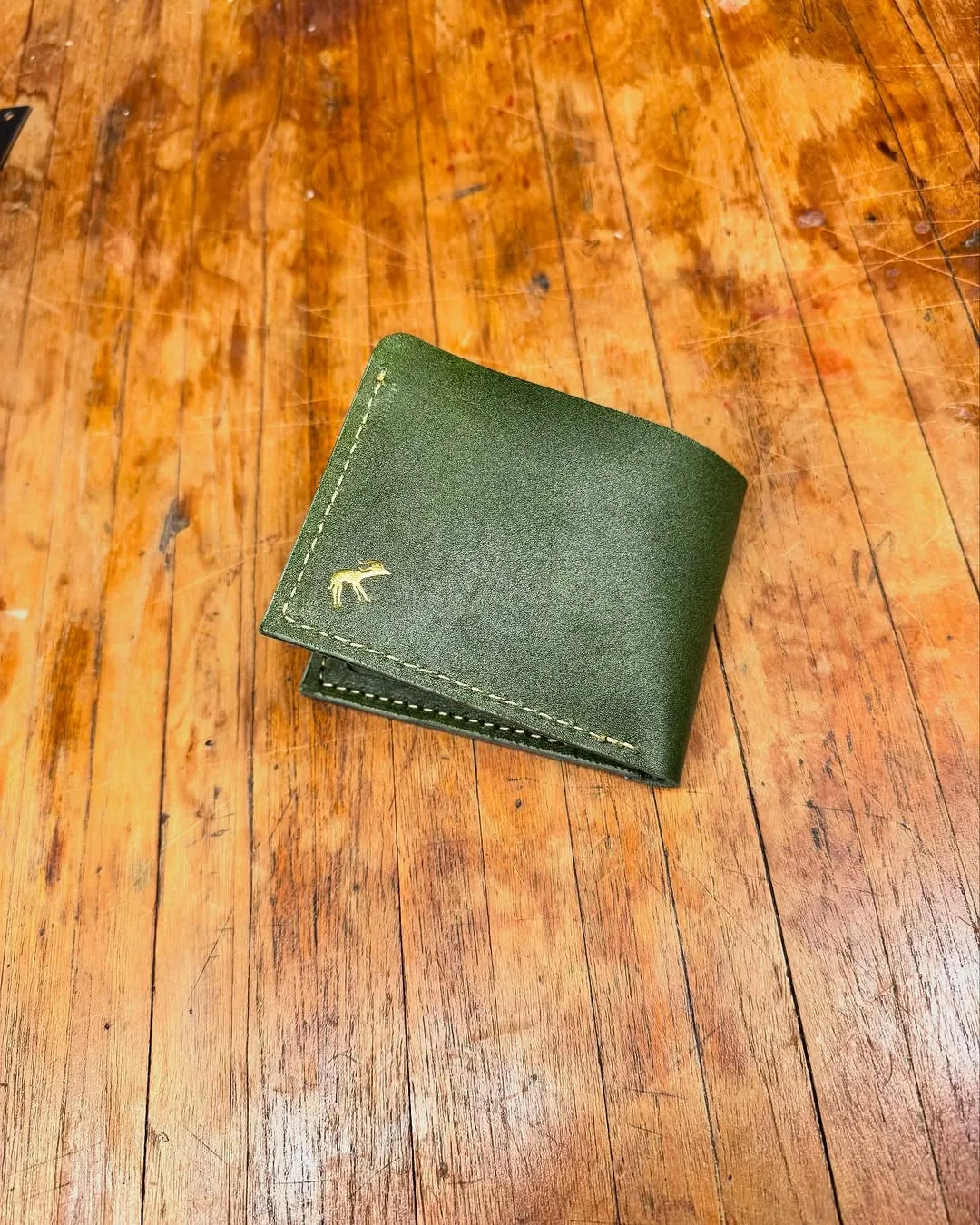 Handmade Large Green Leather Men's Wallet