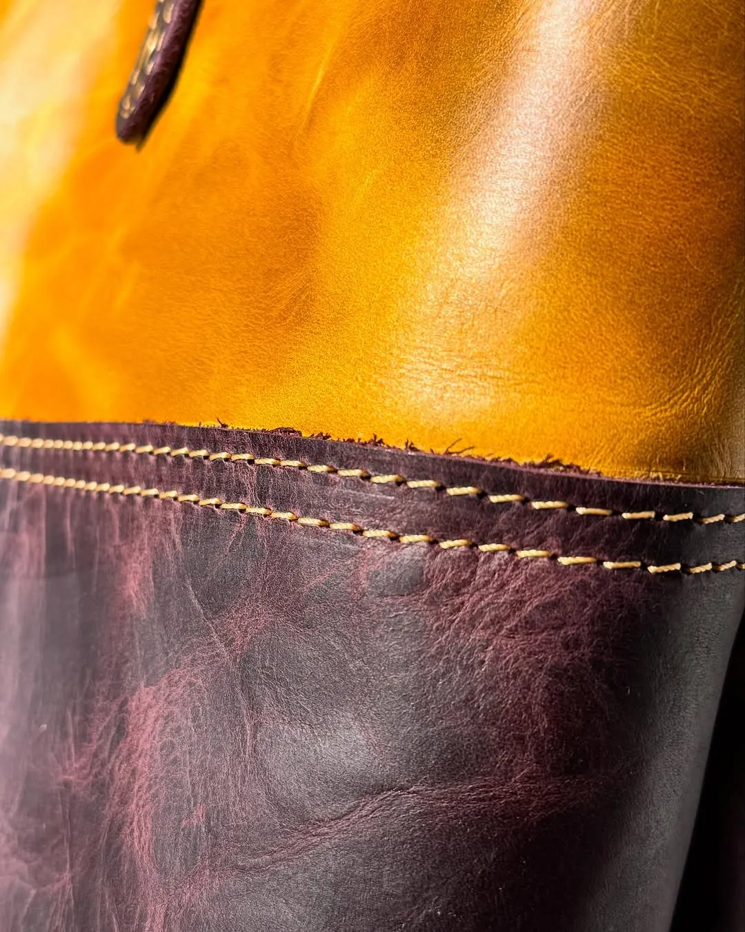 Handmade Natural Leather Two-Tone Bag