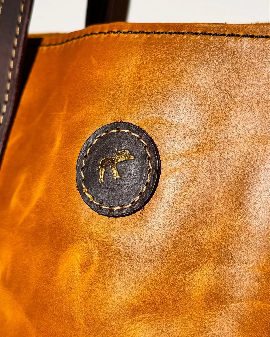 Handmade Natural Leather Two-Tone Bag