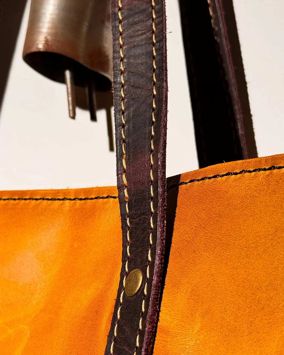 Handmade Natural Leather Two-Tone Bag
