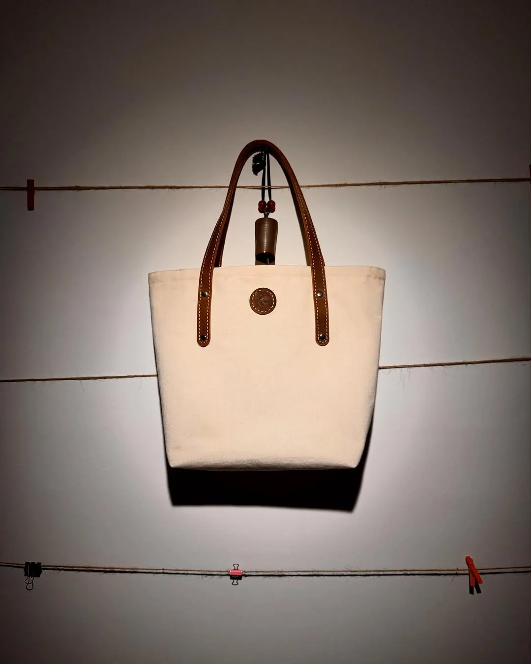Natural Leather and Canvas Women's Bag