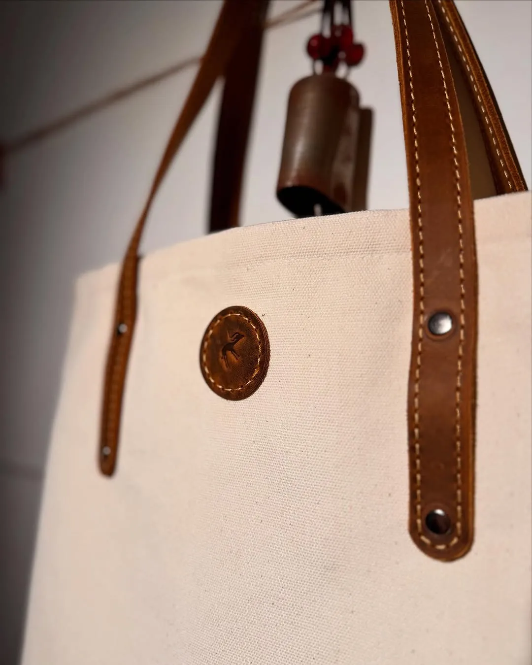 Natural Leather and Canvas Women's Bag