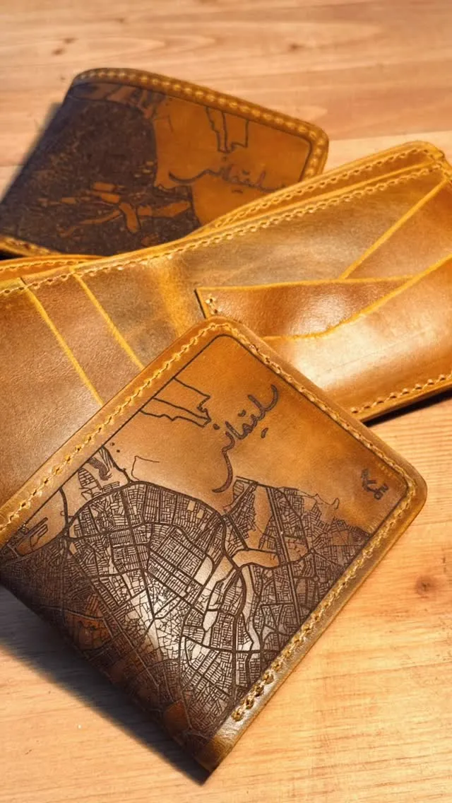 Leather Wallet with City Map Design