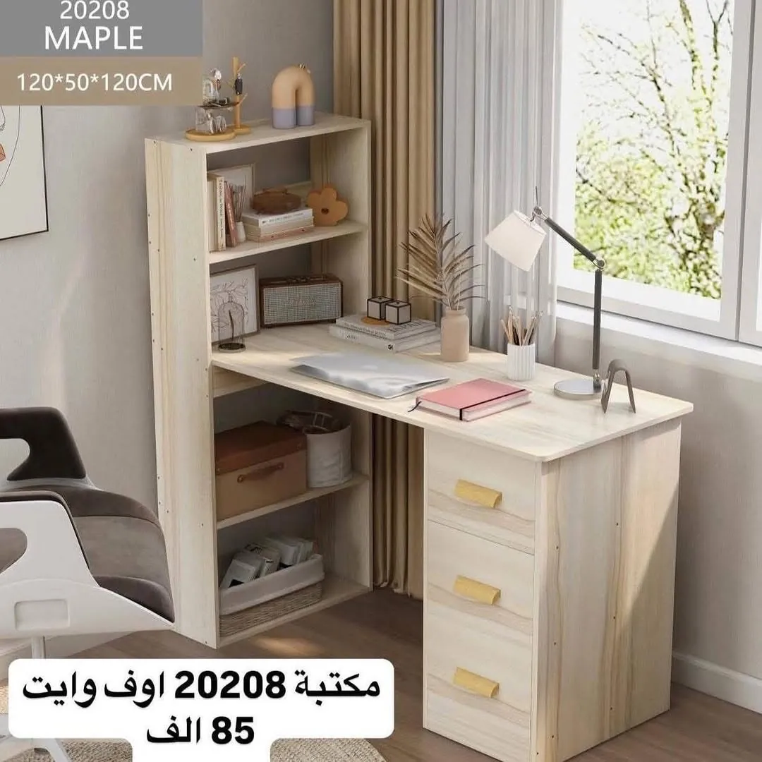 White L-Shaped Home Desk with Shelves - Model 0071