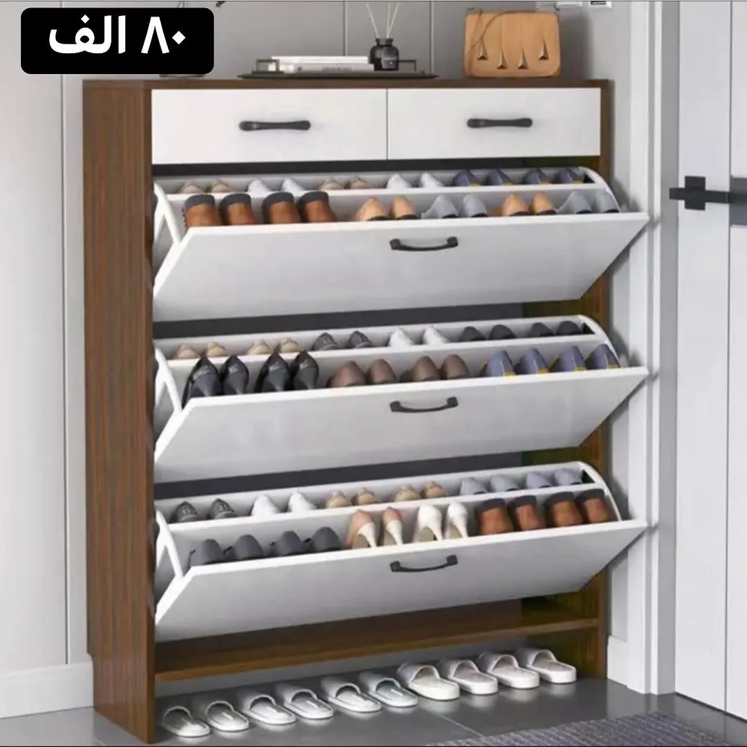Wooden Shoe Cabinet with Rattan Doors (Model B6-31)