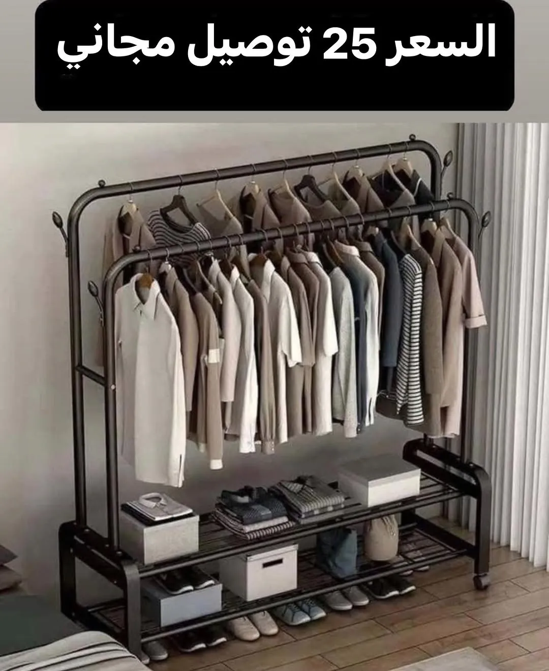 Two-Tier Clothing Stand with Shoe Rack