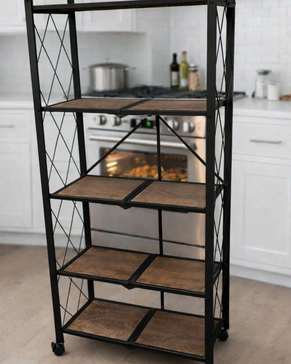 Multi-Tier Kitchen Storage Rack with Wheels