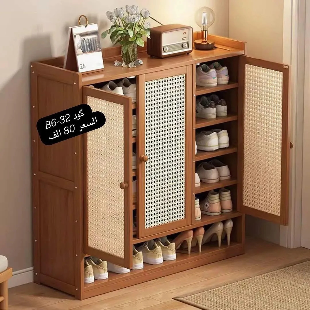 Mist Gray and Gold Elegant Gray Shoe Cabinet B6-25