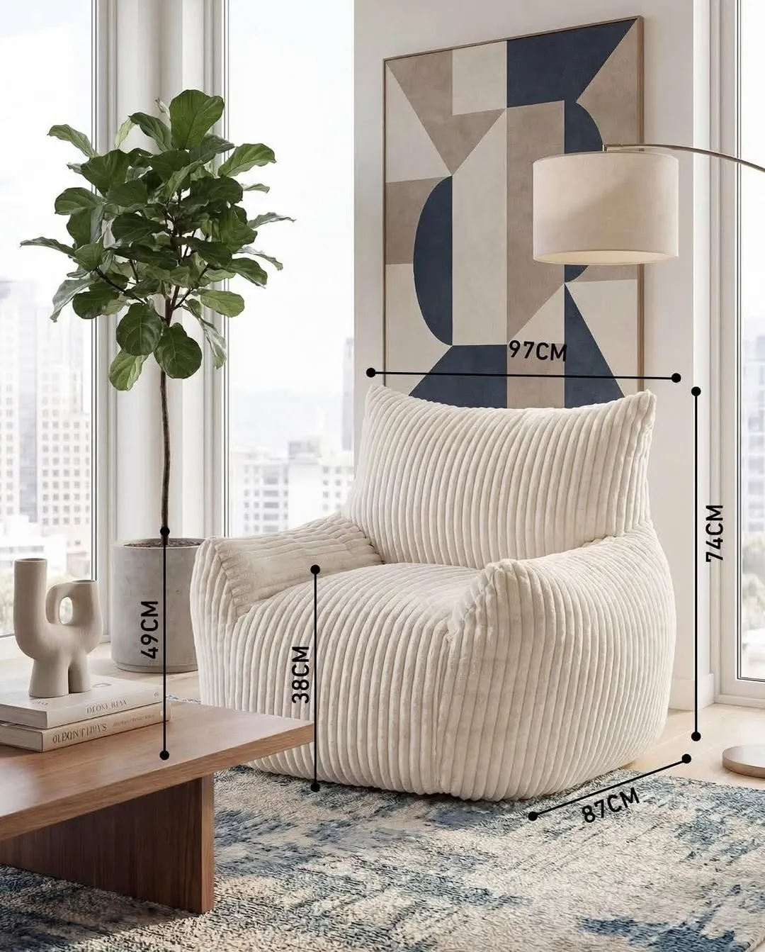 Modern Ribbed Lounge Chair