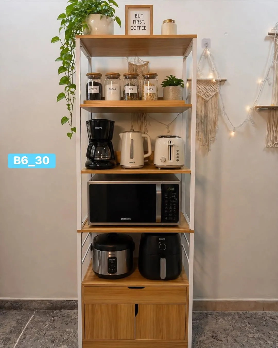 Modern Storage Shelf with Drawer - 180cm