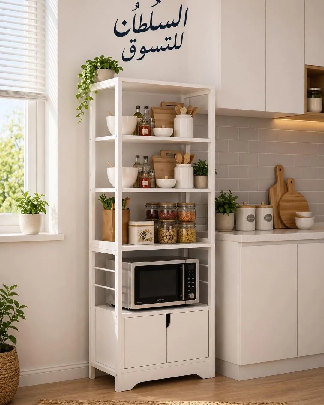 Kitchen Storage Stand with Microwave Shelf