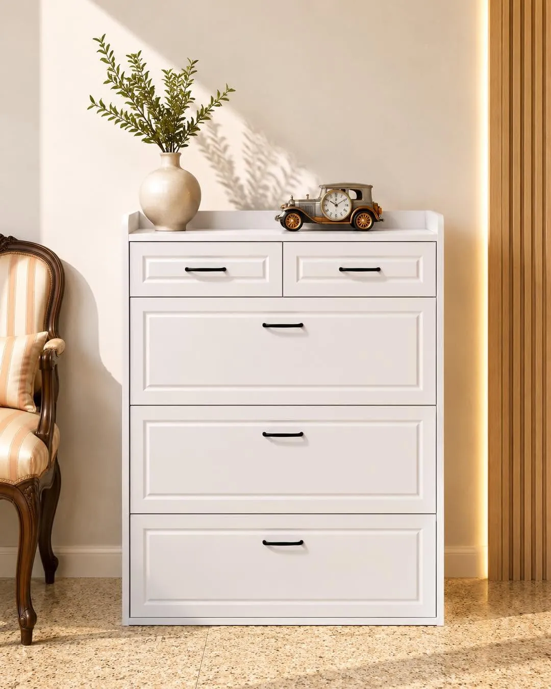 Modern White Shoe Cabinet with Drawers