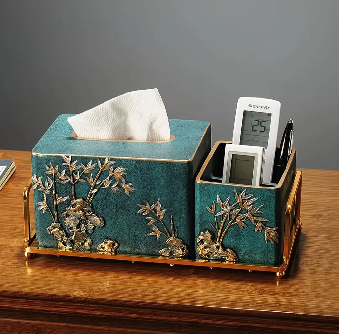 Decorative Tissue Box and Remote Control Holder Set