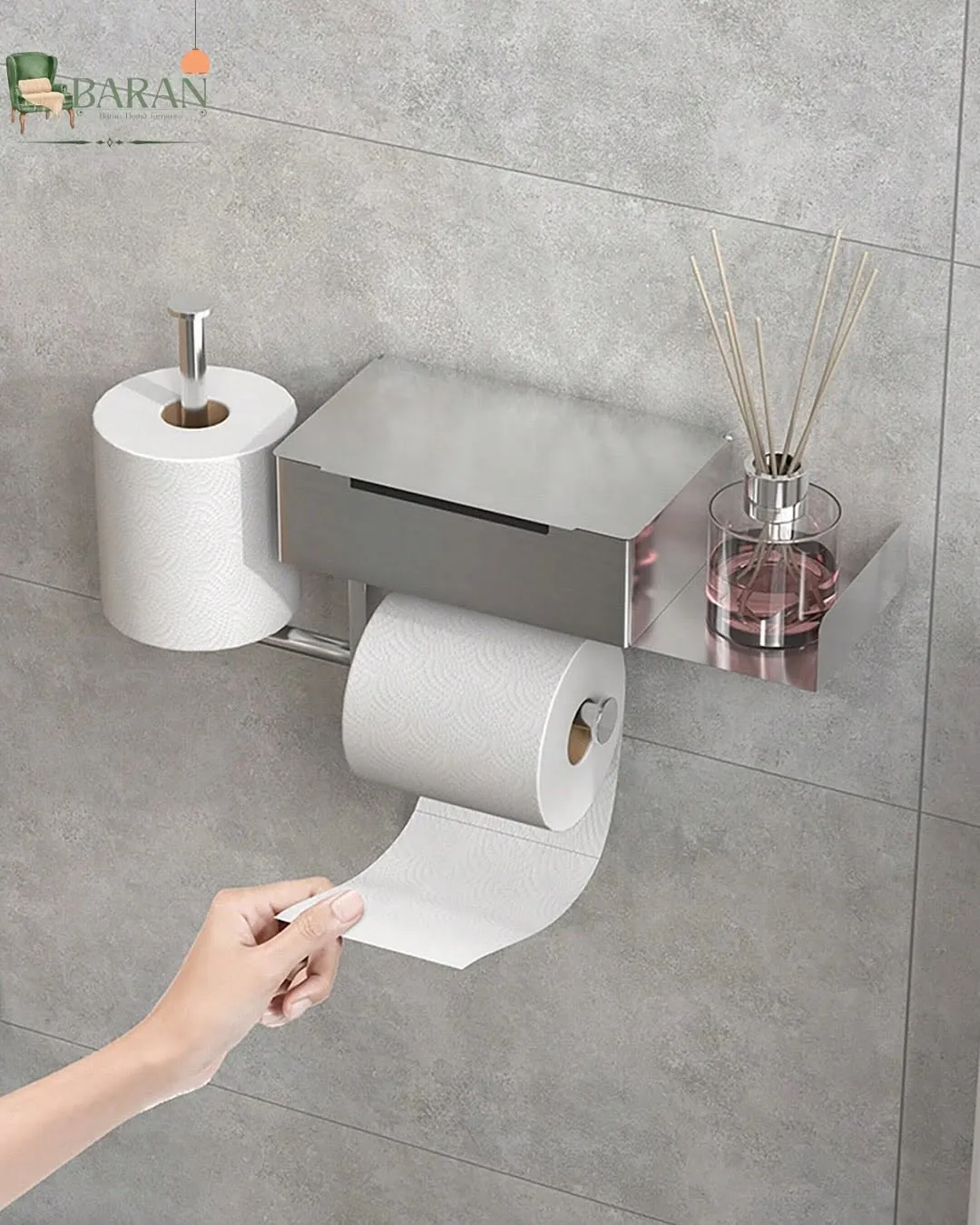 Wall-Mounted Toilet Paper Holder with Storage Shelf