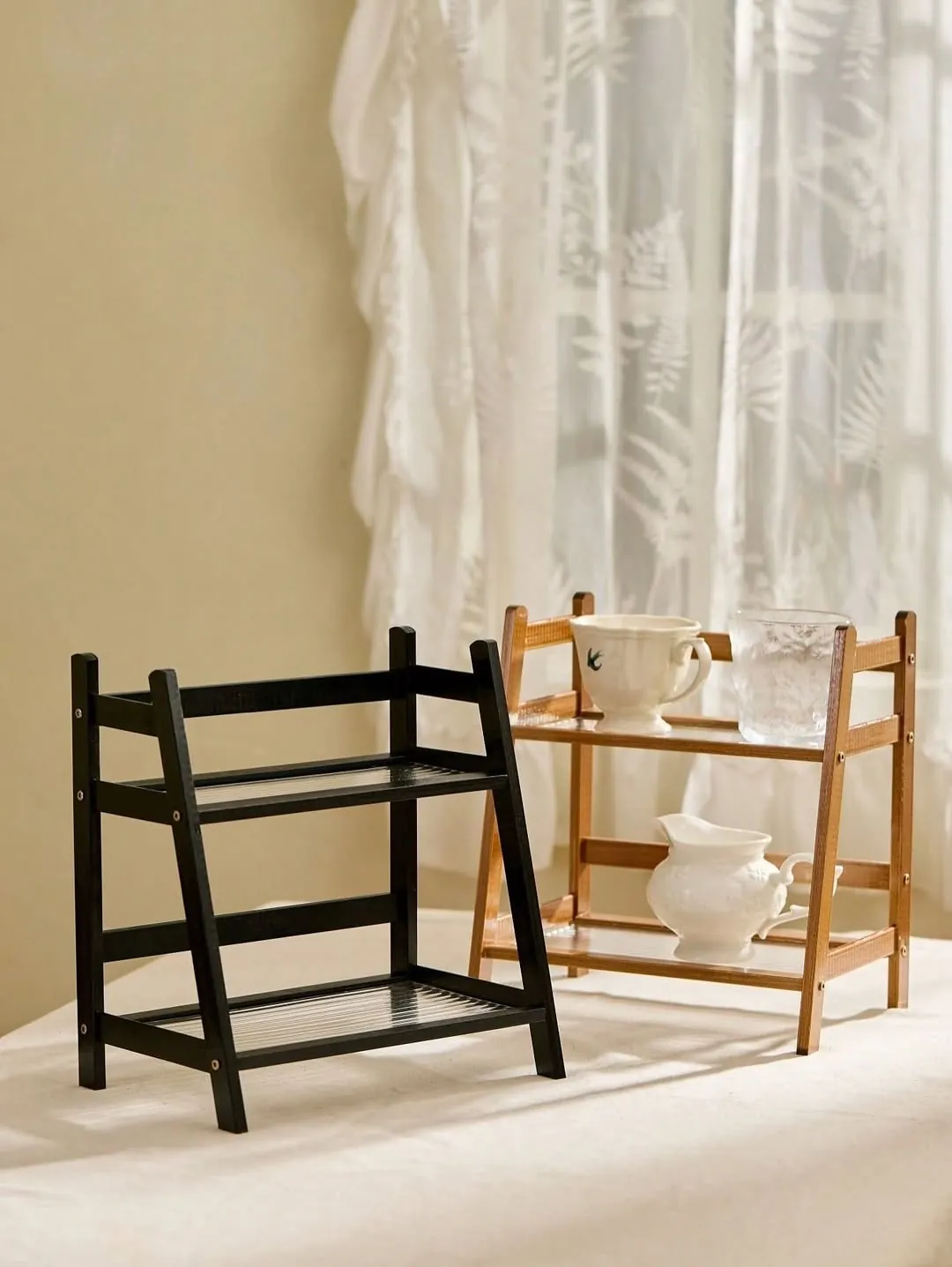 2-Tier Wooden Storage Shelf