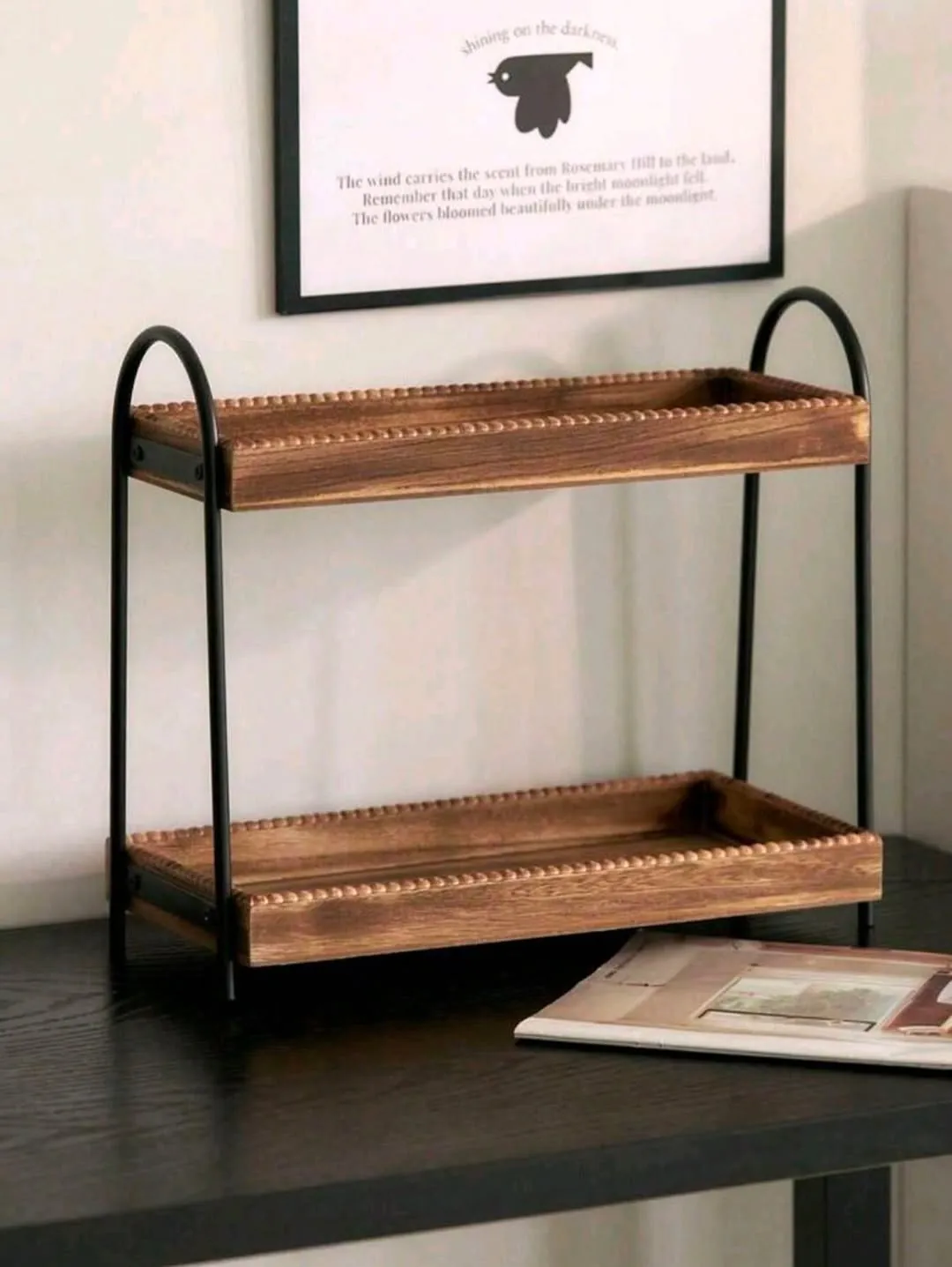2-Tier Wooden Storage Shelf