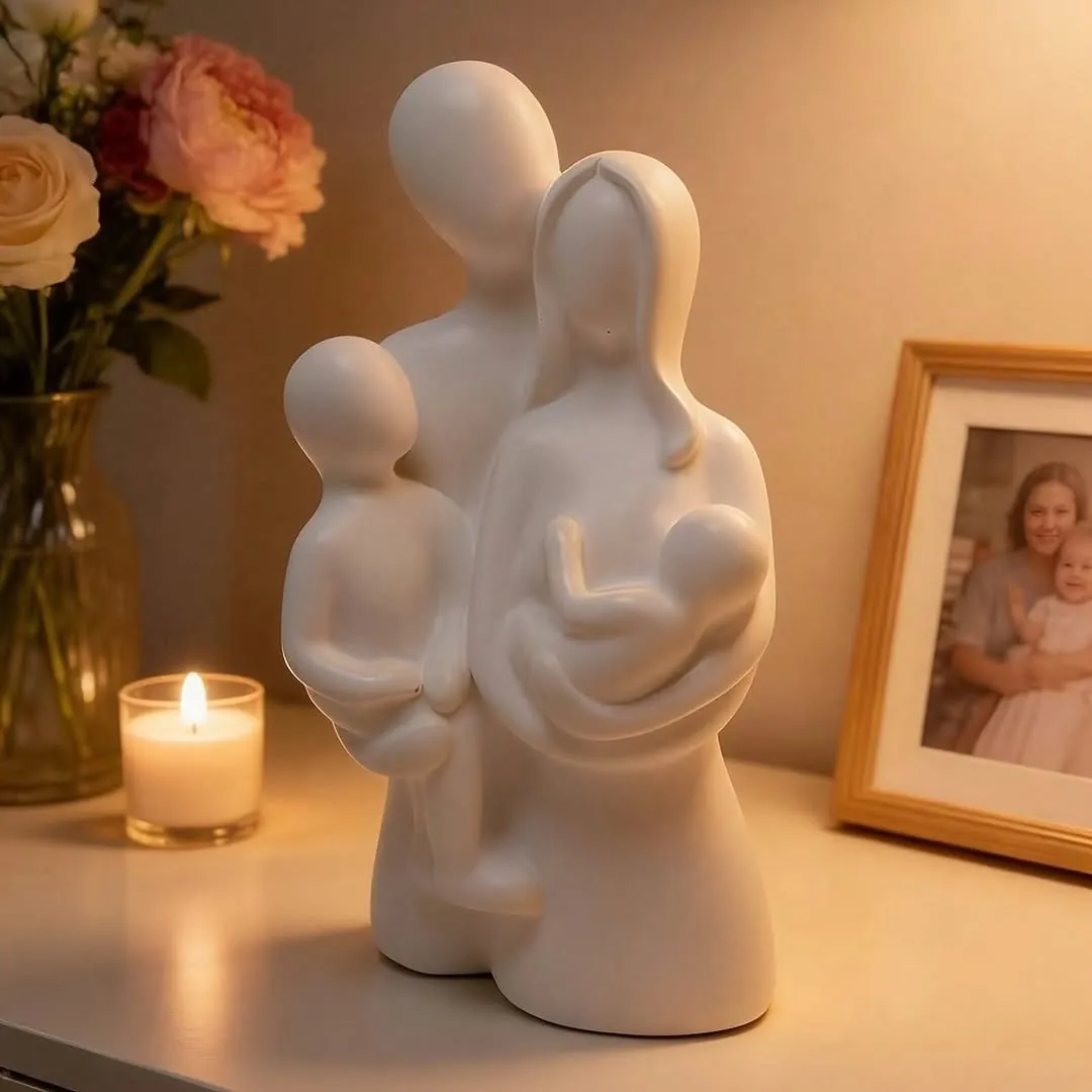 White Family Statue Home Decor