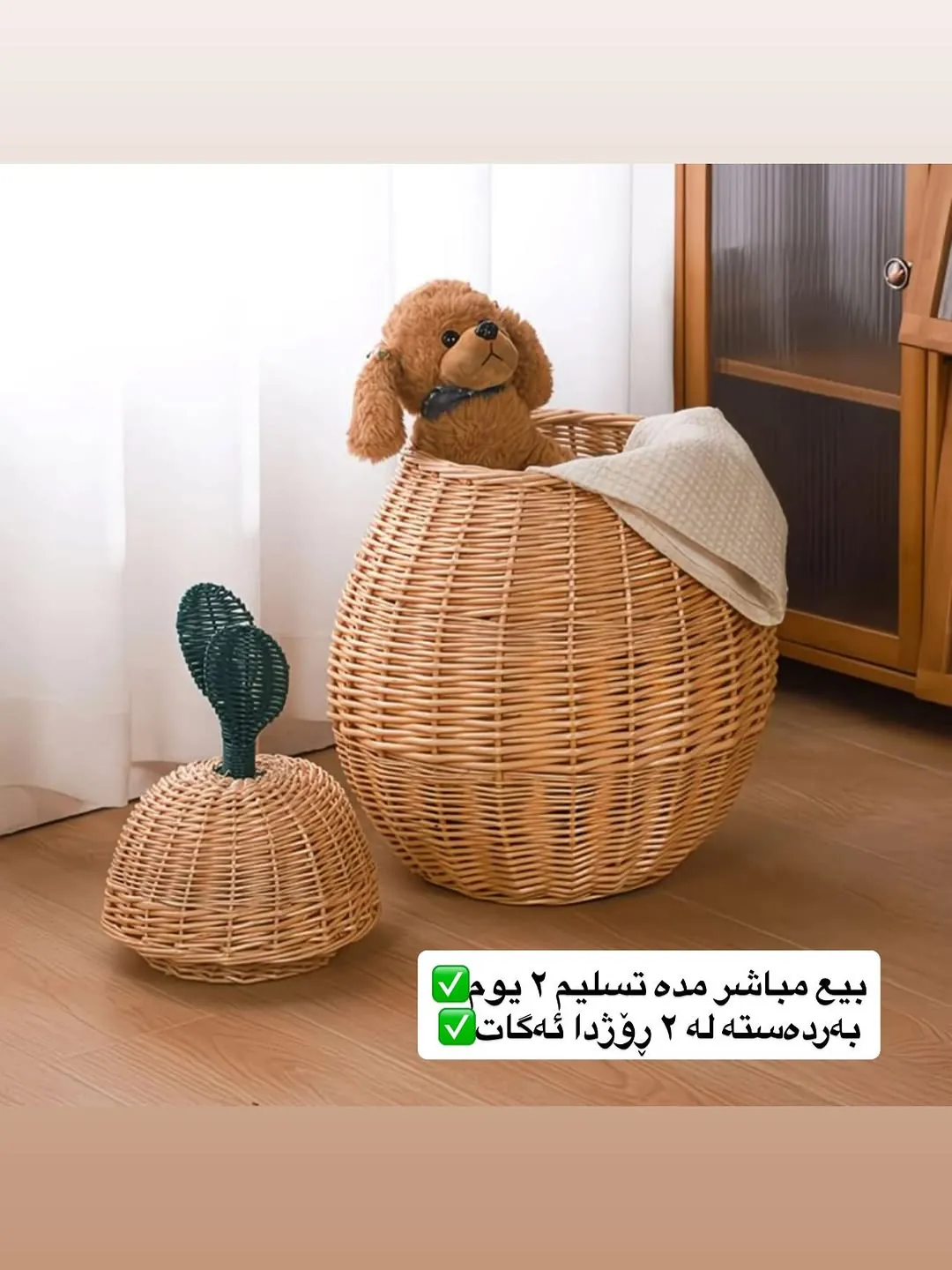 Woven Basket with Pearl Handle