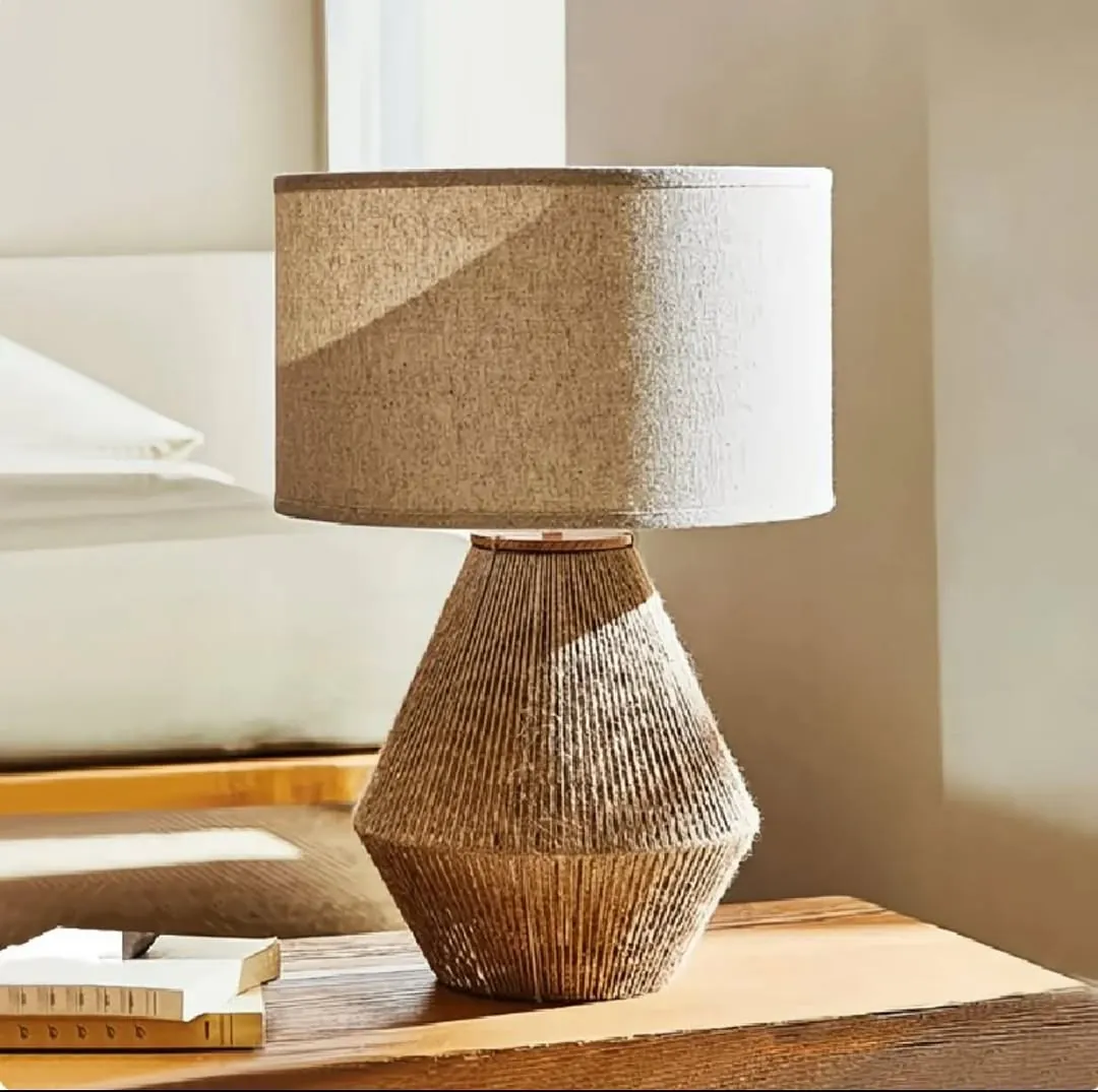 Rope Base Table Lamp with White Shade