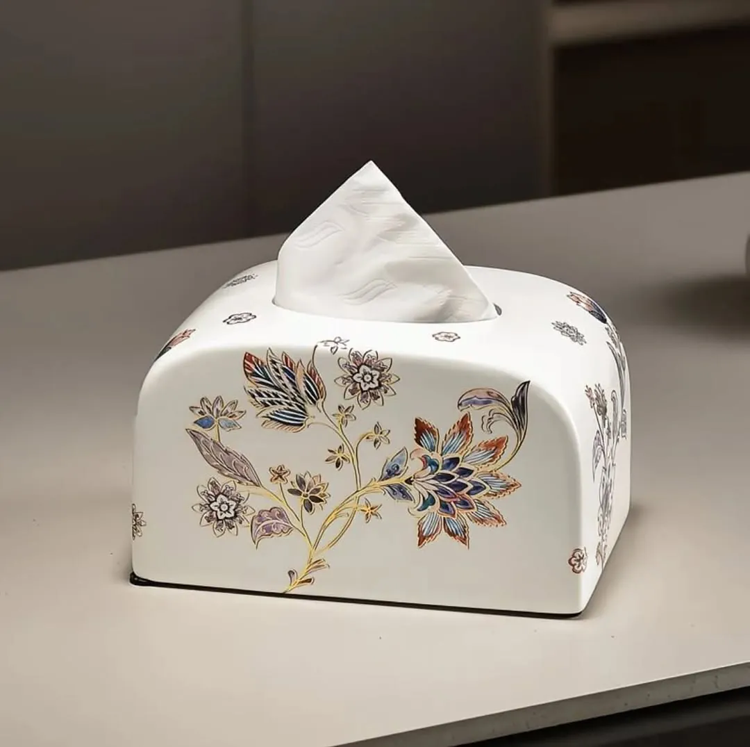 Ceramic Floral Tissue Box Holder
