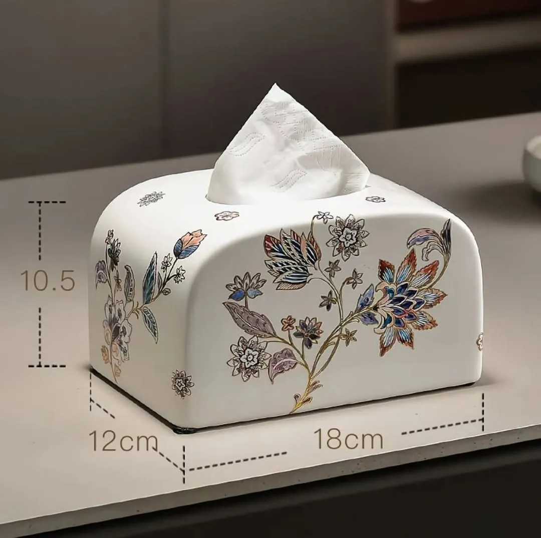 Ceramic Floral Tissue Box Holder