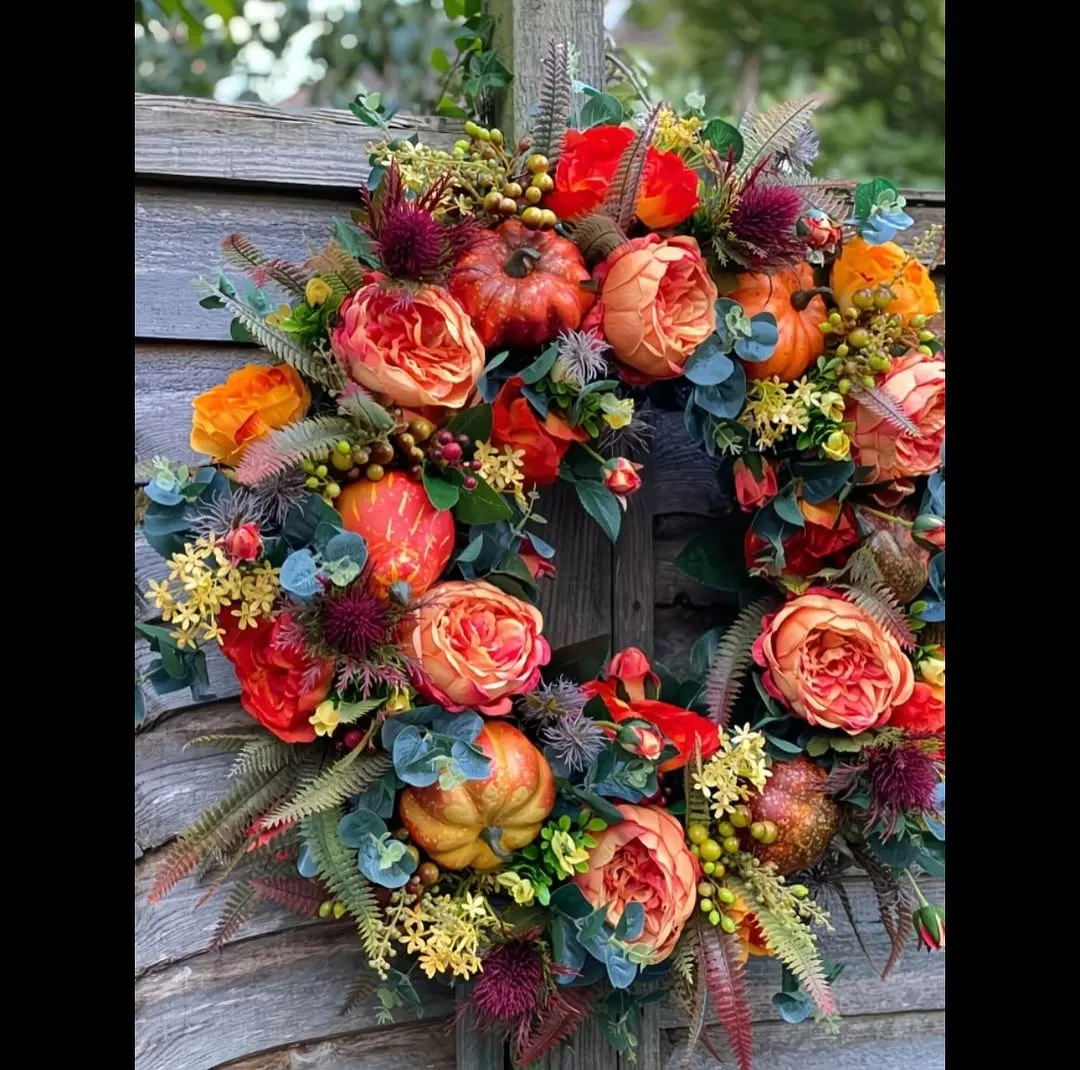 Wicker Basket with Artificial Pink Flowers