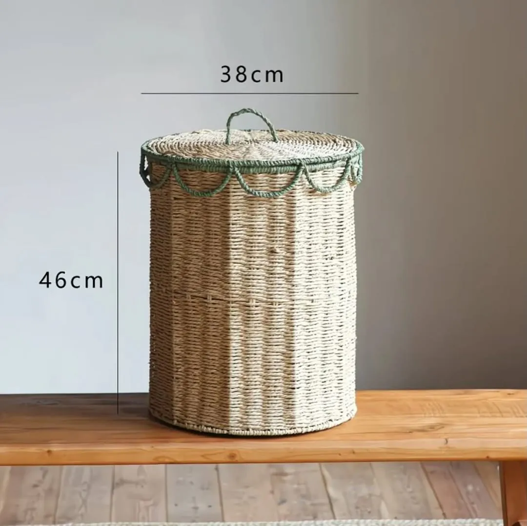Beige Round Tablecloth with Brown Fringe and Knitted Runner