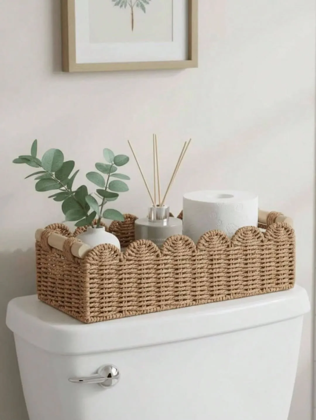 Set of 3 Woven Storage Baskets with Fabric Liner