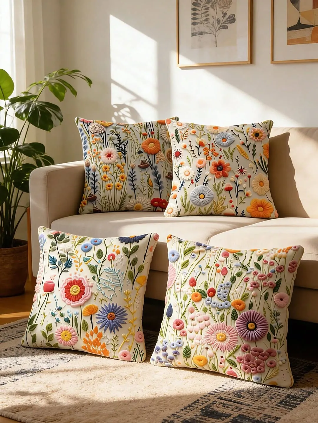 Set of 3 Woven Storage Baskets with Fabric Liner