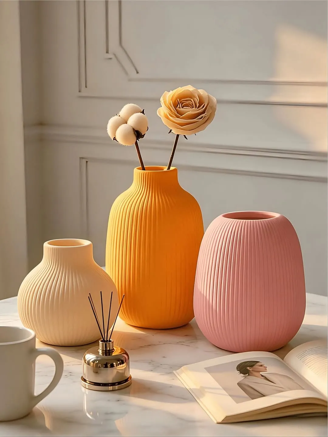 Yellow Textured Vase