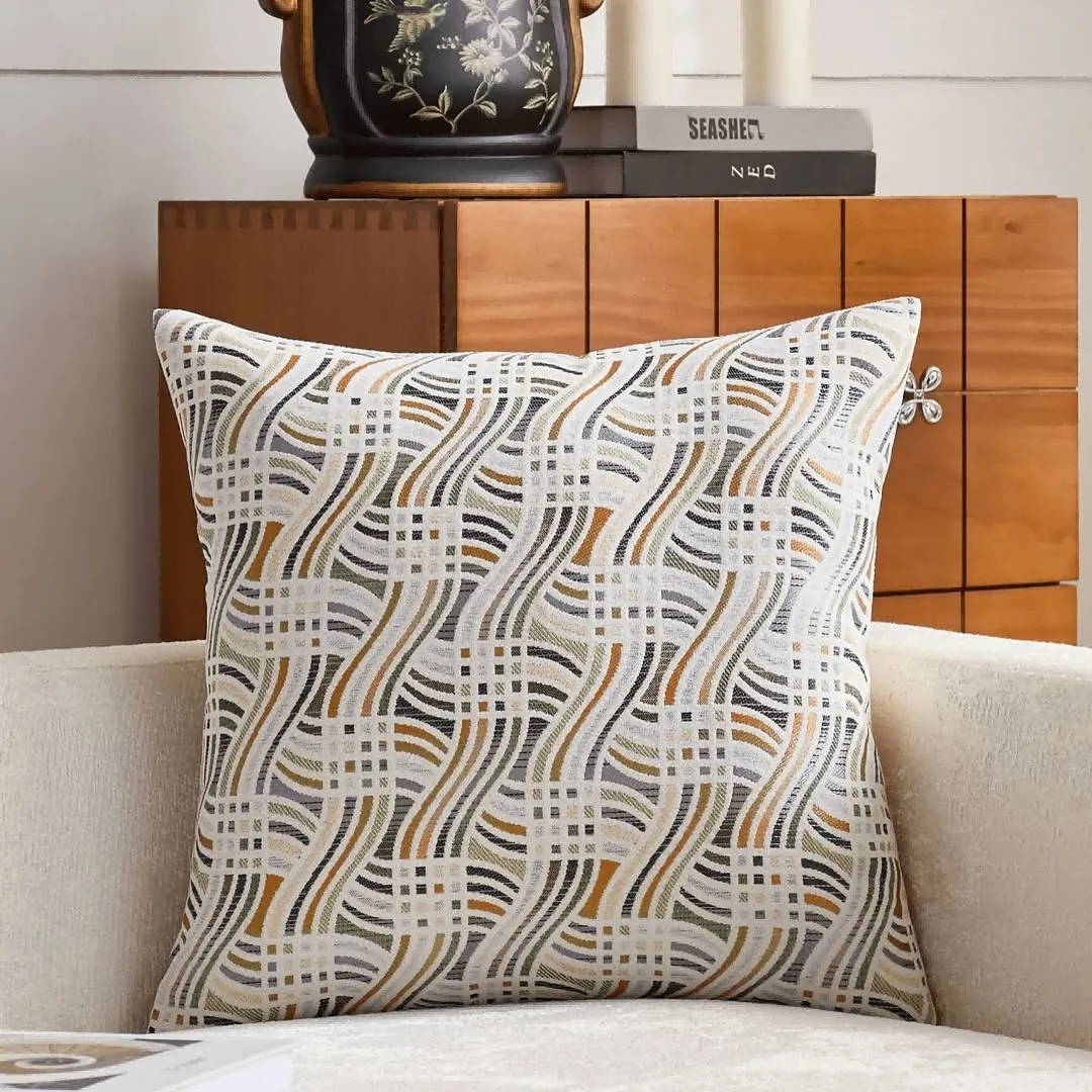 Blue and White Striped Decorative Pillow