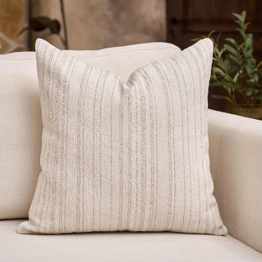 Blue and White Striped Decorative Pillow