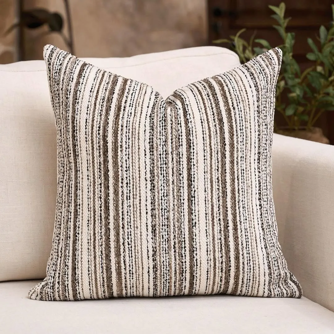 Blue and White Striped Decorative Pillow