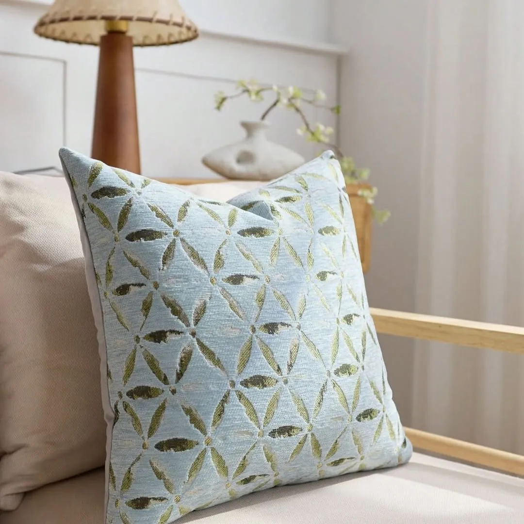 Blue and White Striped Decorative Pillow