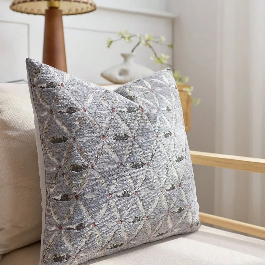 Blue and White Striped Decorative Pillow
