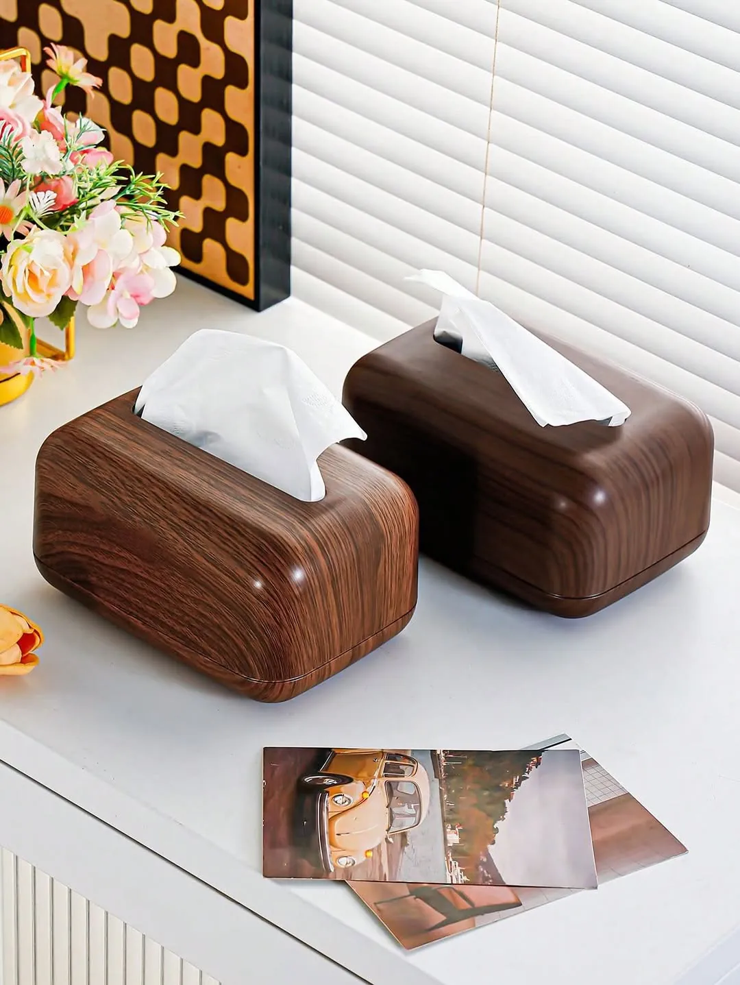 Wood Grain Tissue Box Holder