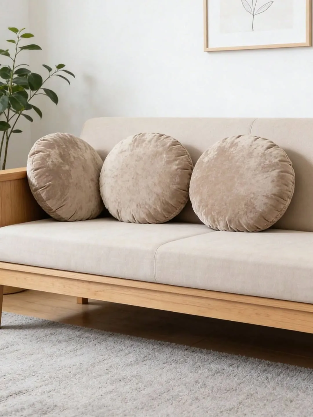 Beige Sofa with Round Cushions