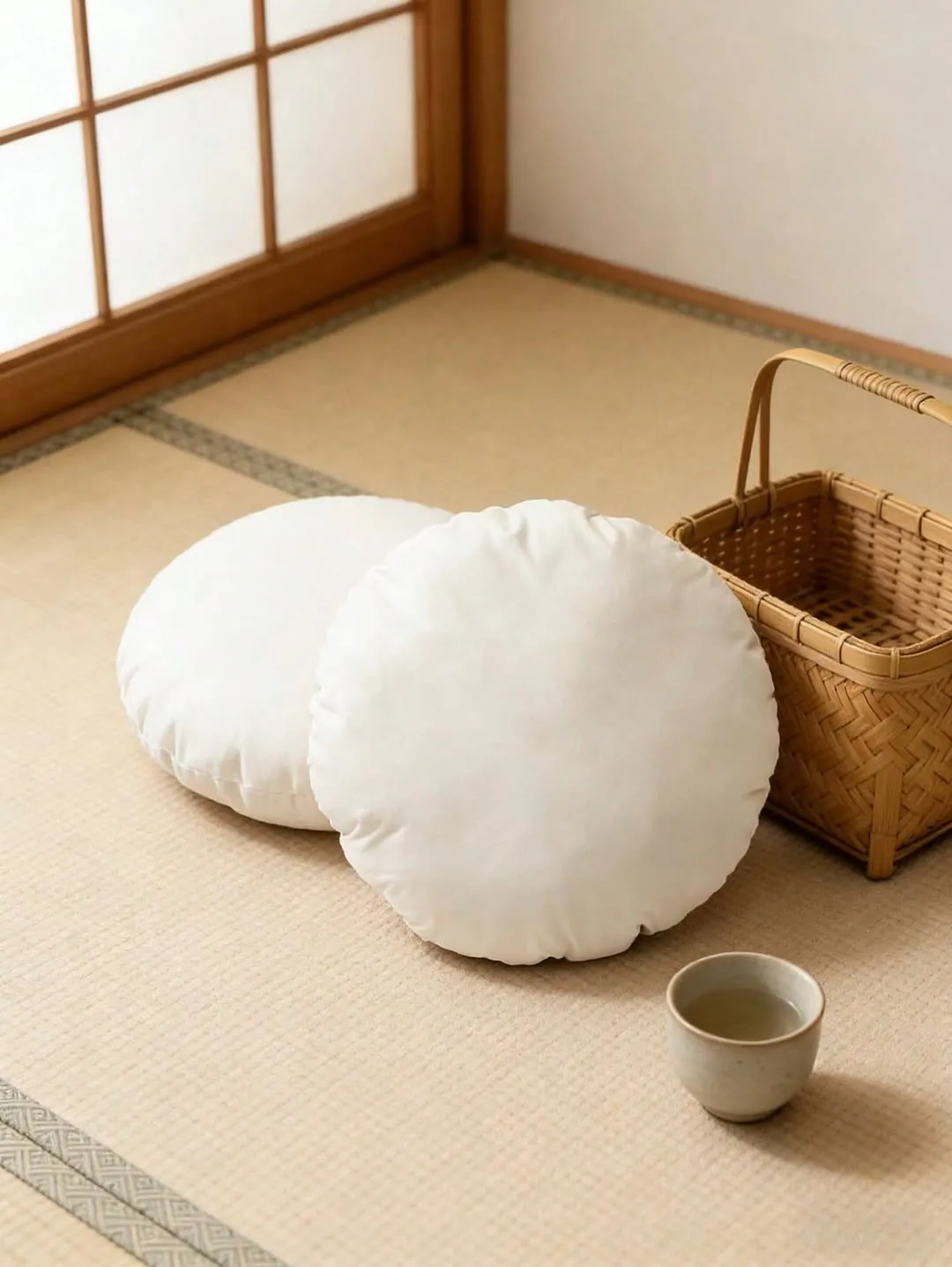 Beige Sofa with Round Cushions