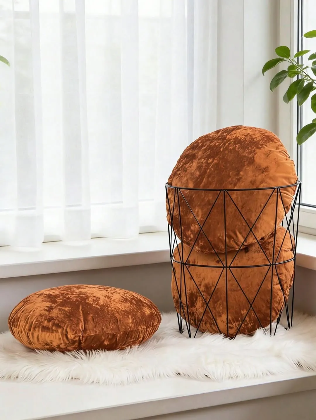 Beige Sofa with Round Cushions