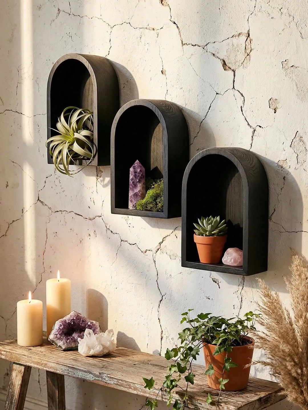 Round Rope and Pearl Wall Mirror Set