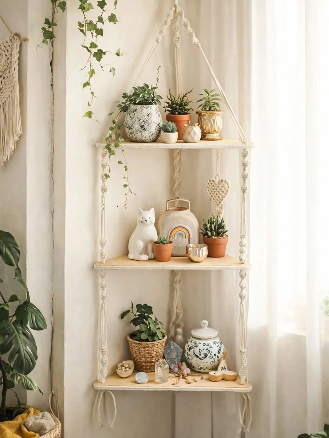 Round Rope and Pearl Wall Mirror Set