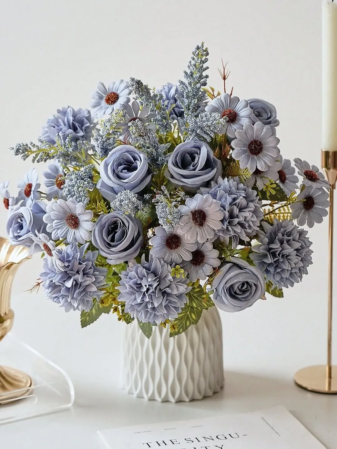 Artificial Flower Arrangement with White Vase