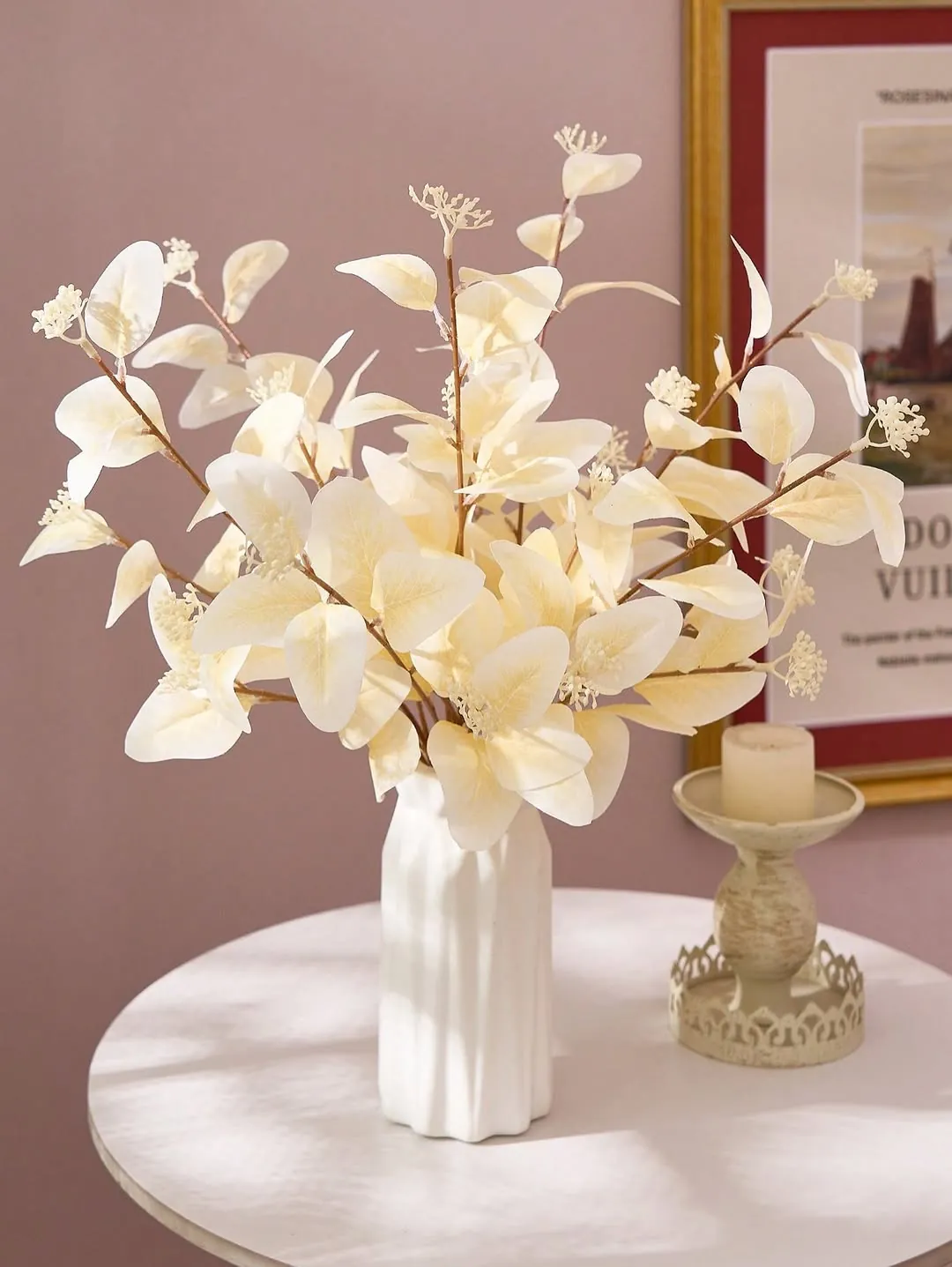 Artificial Flower Arrangement with White Vase