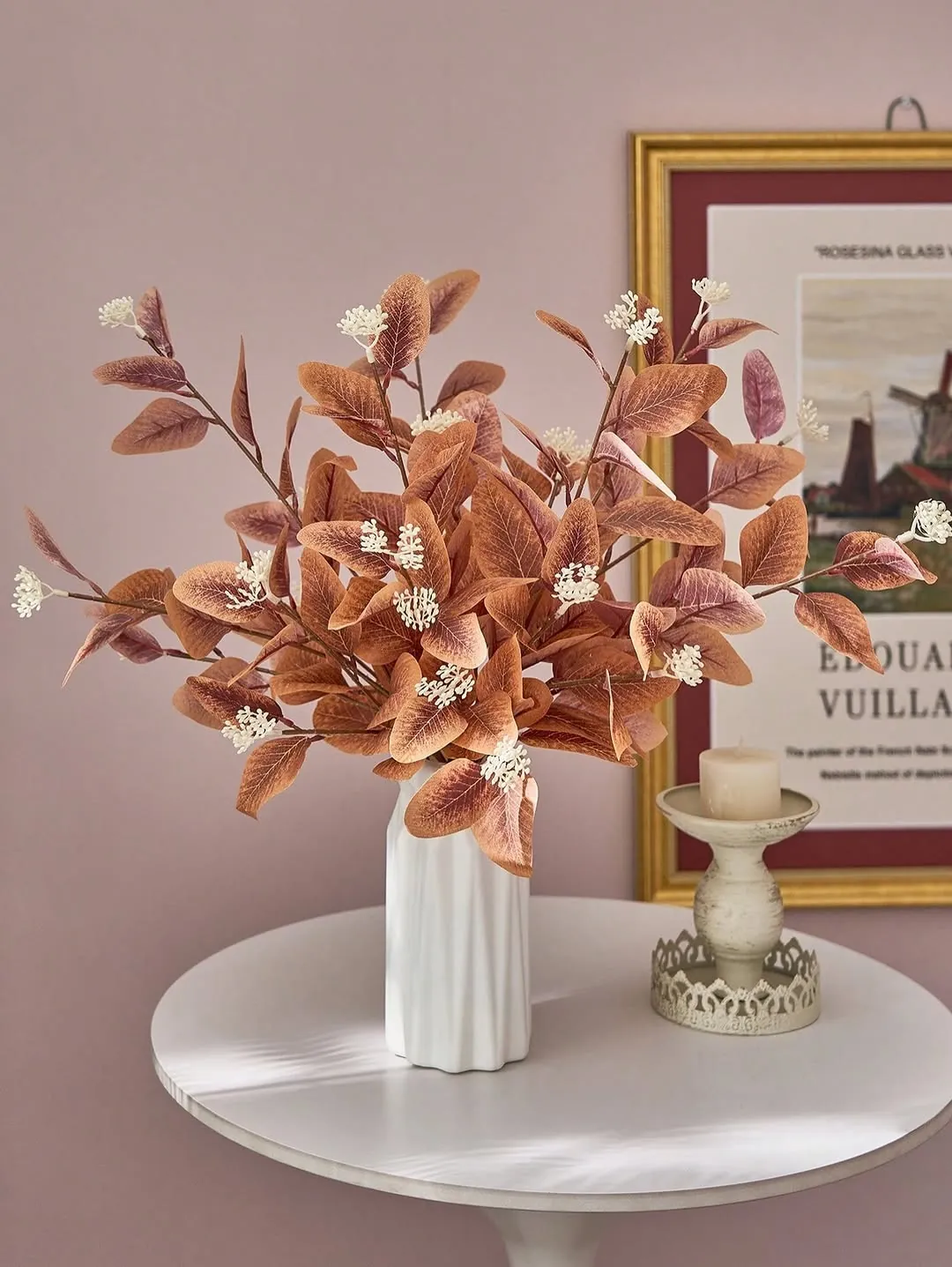 Artificial Flower Arrangement with White Vase