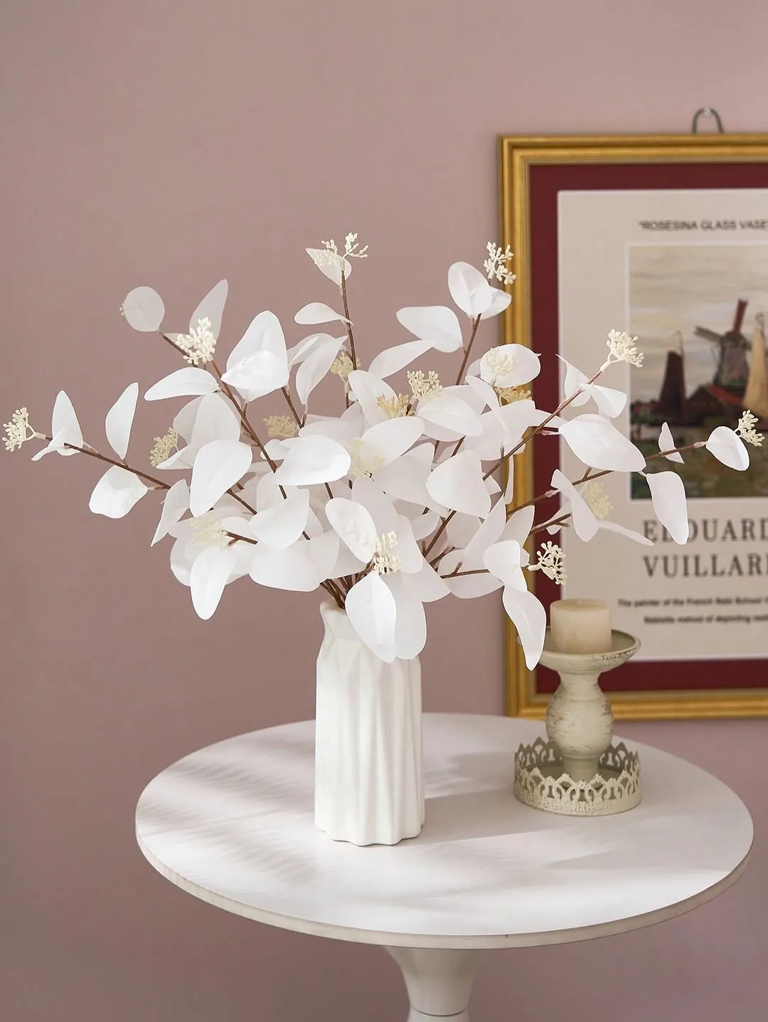 Artificial Flower Arrangement with White Vase