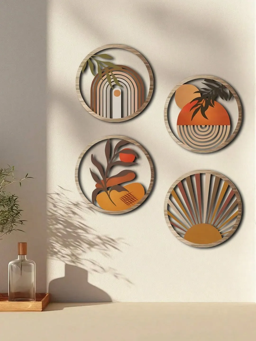 Wooden Flower Wall Decor Set