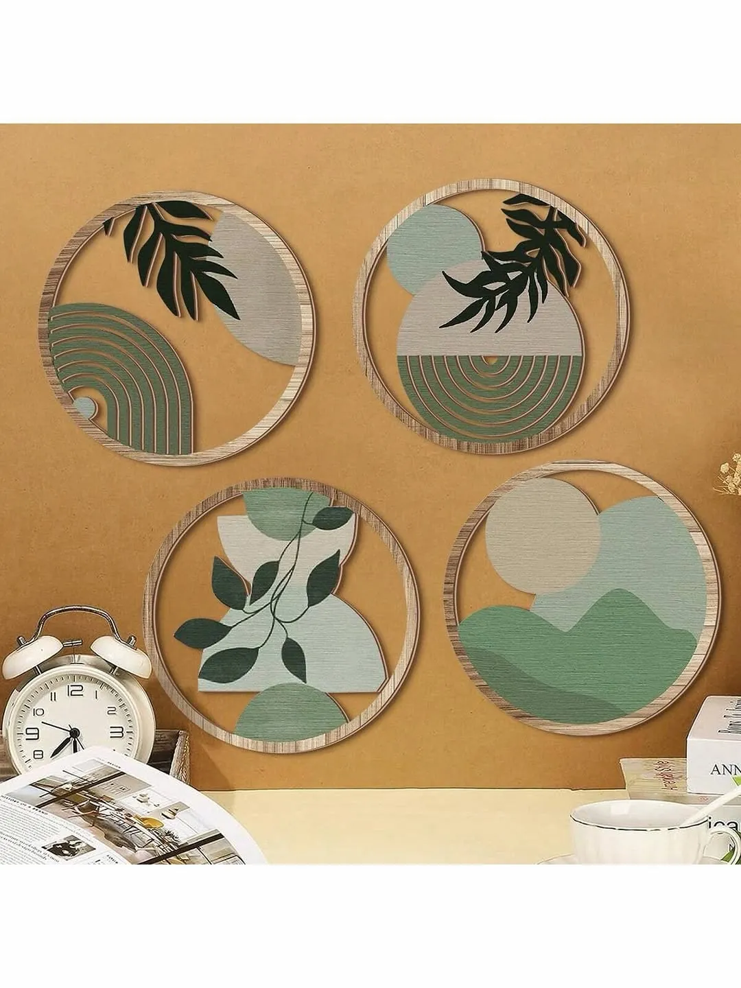 Wooden Flower Wall Decor Set