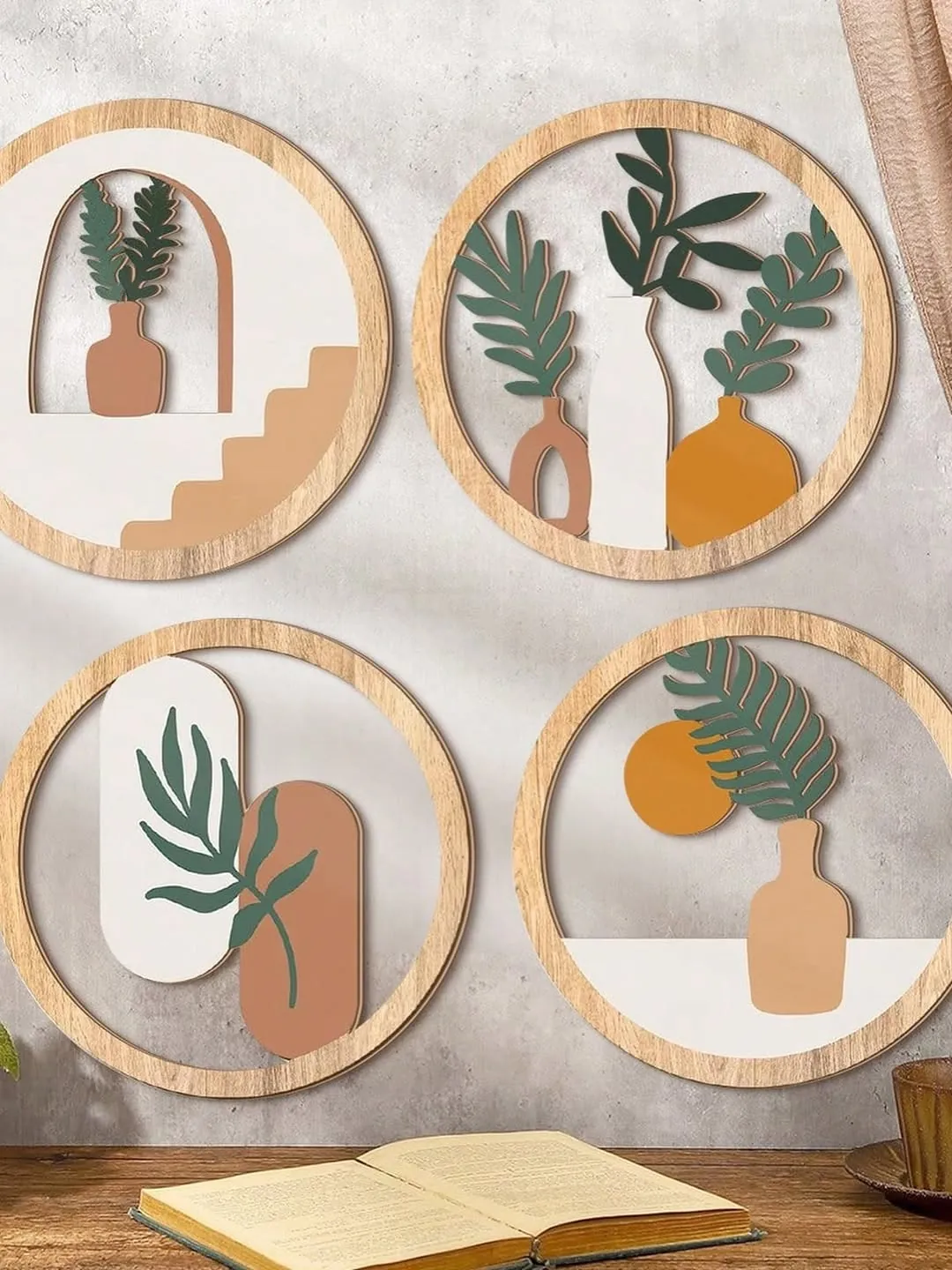 Wooden Flower Wall Decor Set