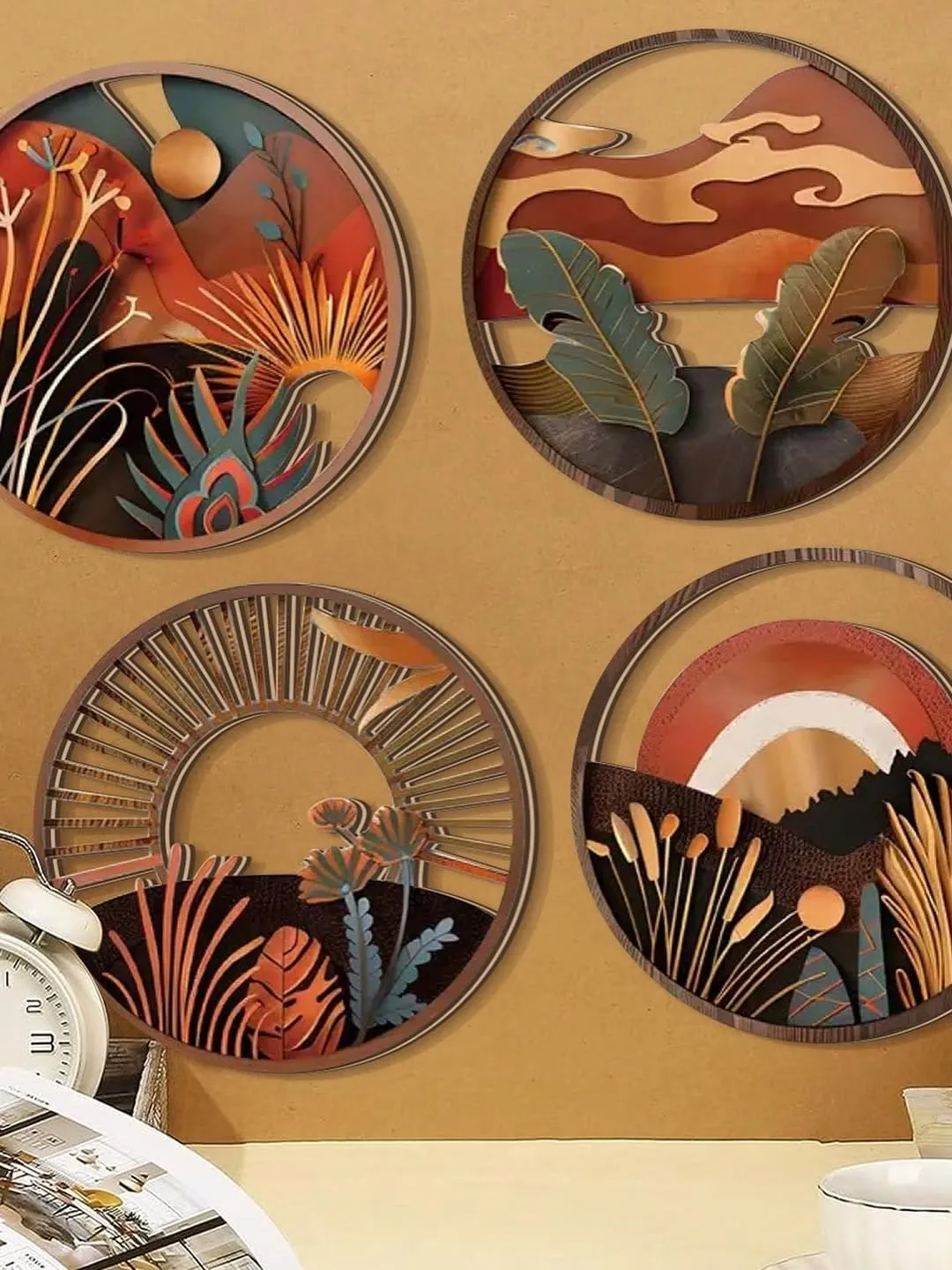 Wooden Flower Wall Decor Set